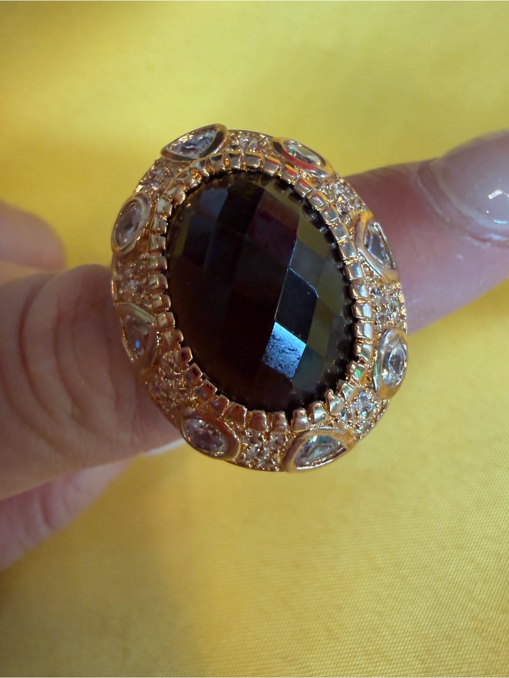 Park Lane Oversized Smoky brown Crystal Statement Ring Size 7